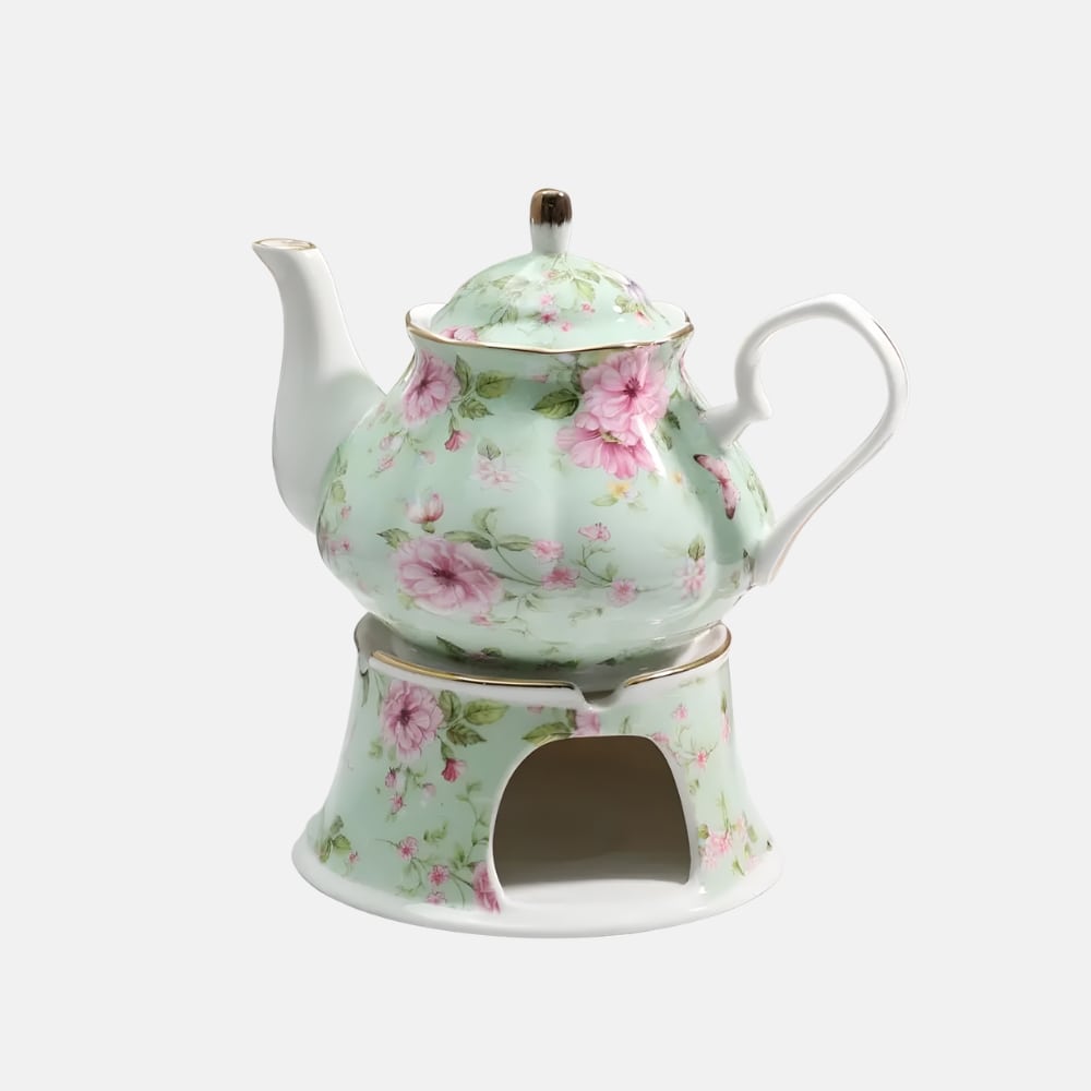 theiere anglaise en porcelaine vintage coloree verte 1